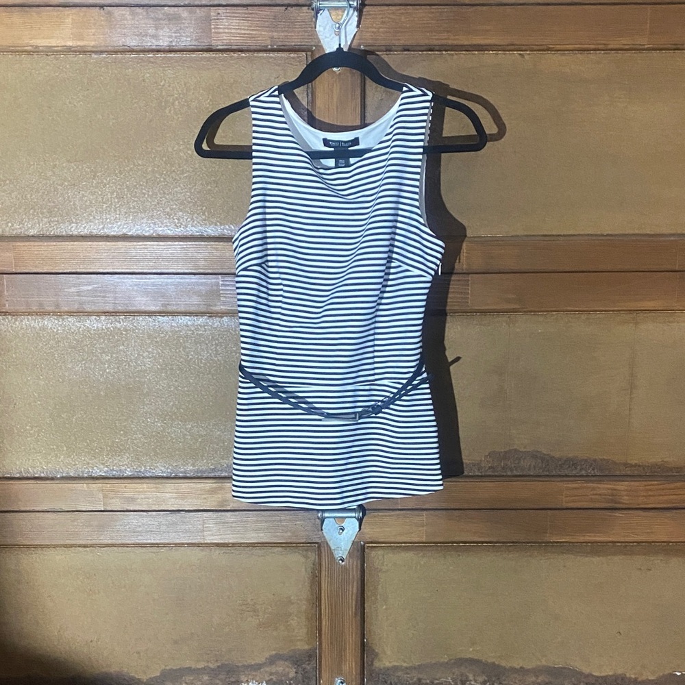 White House Black Market Striped Tank Top - Black and White
